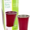 D'Eco Reusable Stainless Steel Red Party Cups (6 Pack, 16 Oz Each)