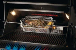 Napoleon Flat Stainless Steel Rotisserie Basket 7 Napoleon Flat Stainless Steel Rotisserie Basket -BBQ Depot 57013 Web Gallery 05 57013 Adjustable Stainless Steel Rotisserie Basket InUse